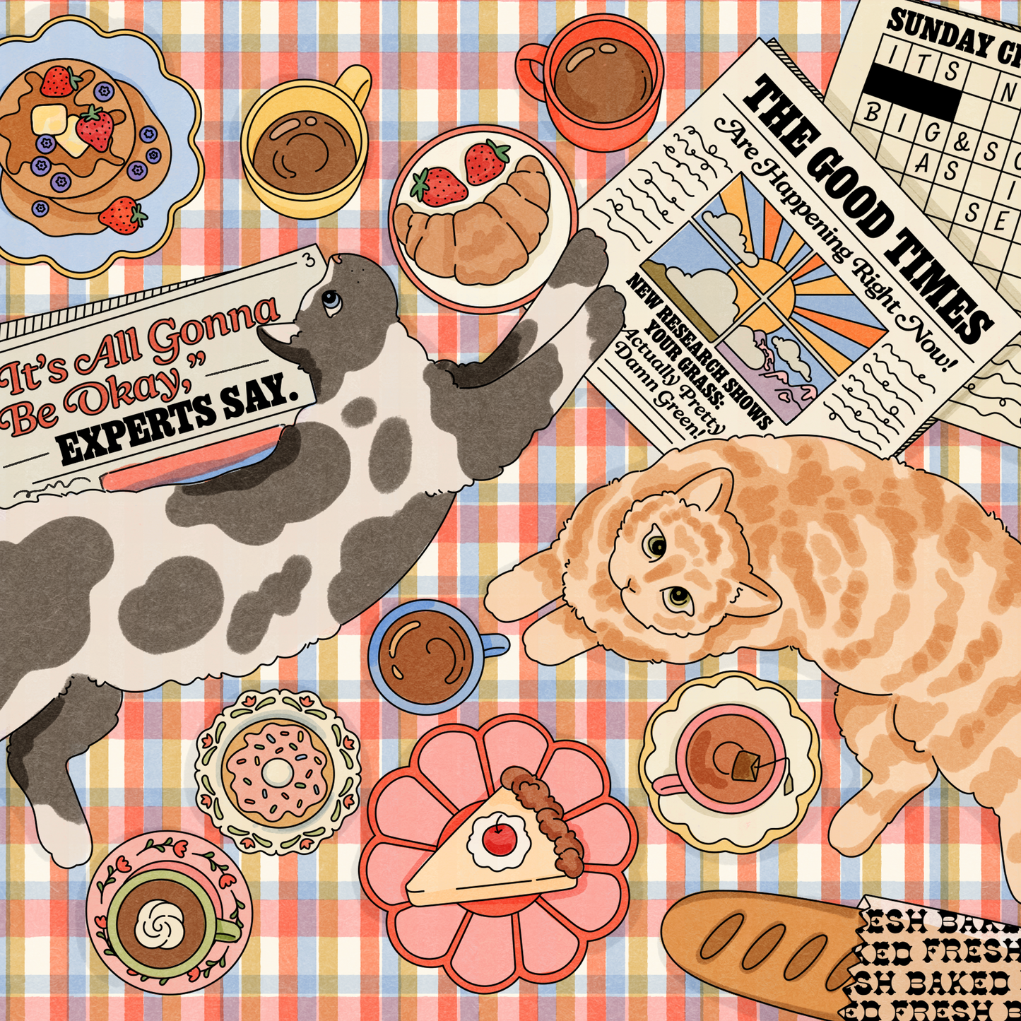 cats at breakfast desktop wallpaper