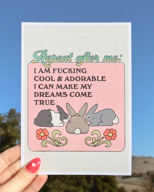 bunnies mantra mini print