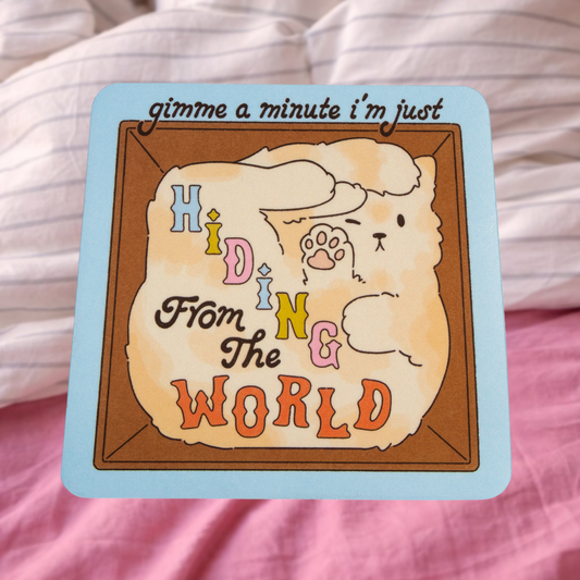 Hiding From the World Cat Sticker